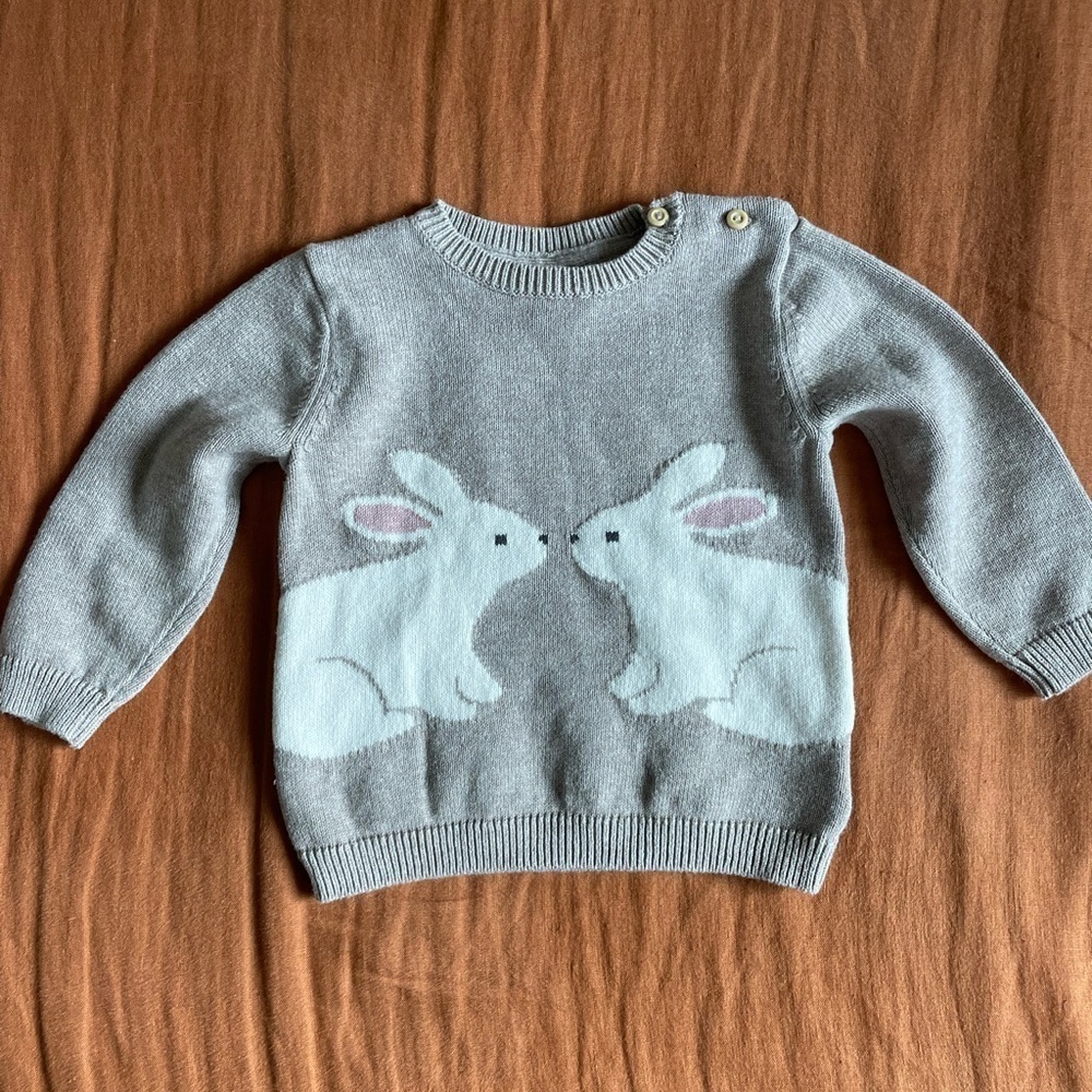 Bundle of H&M Bunny Sweater & Sage Green Floral Dress Girls 12M - Picture 2 of 10